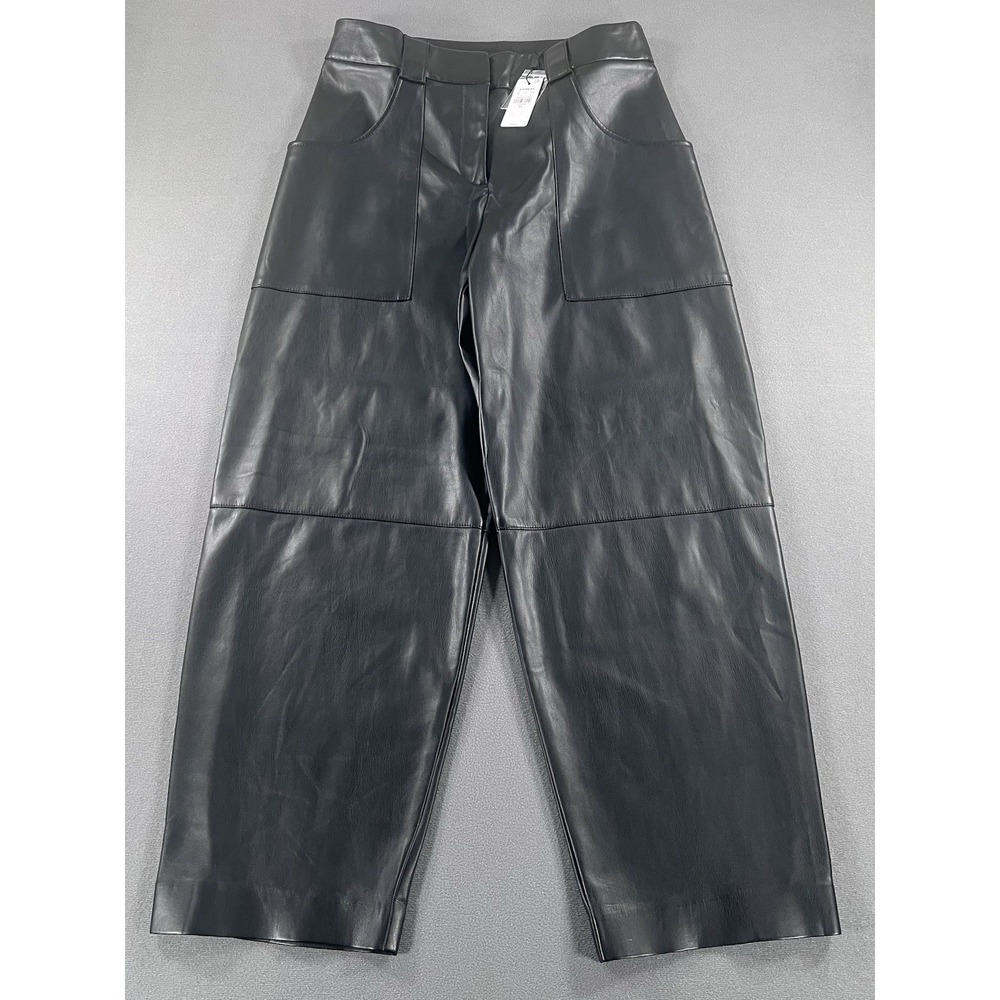 Express Women's Sz 8 High Waist Wide Leg Black Faux Vegan Leather Pants NWT